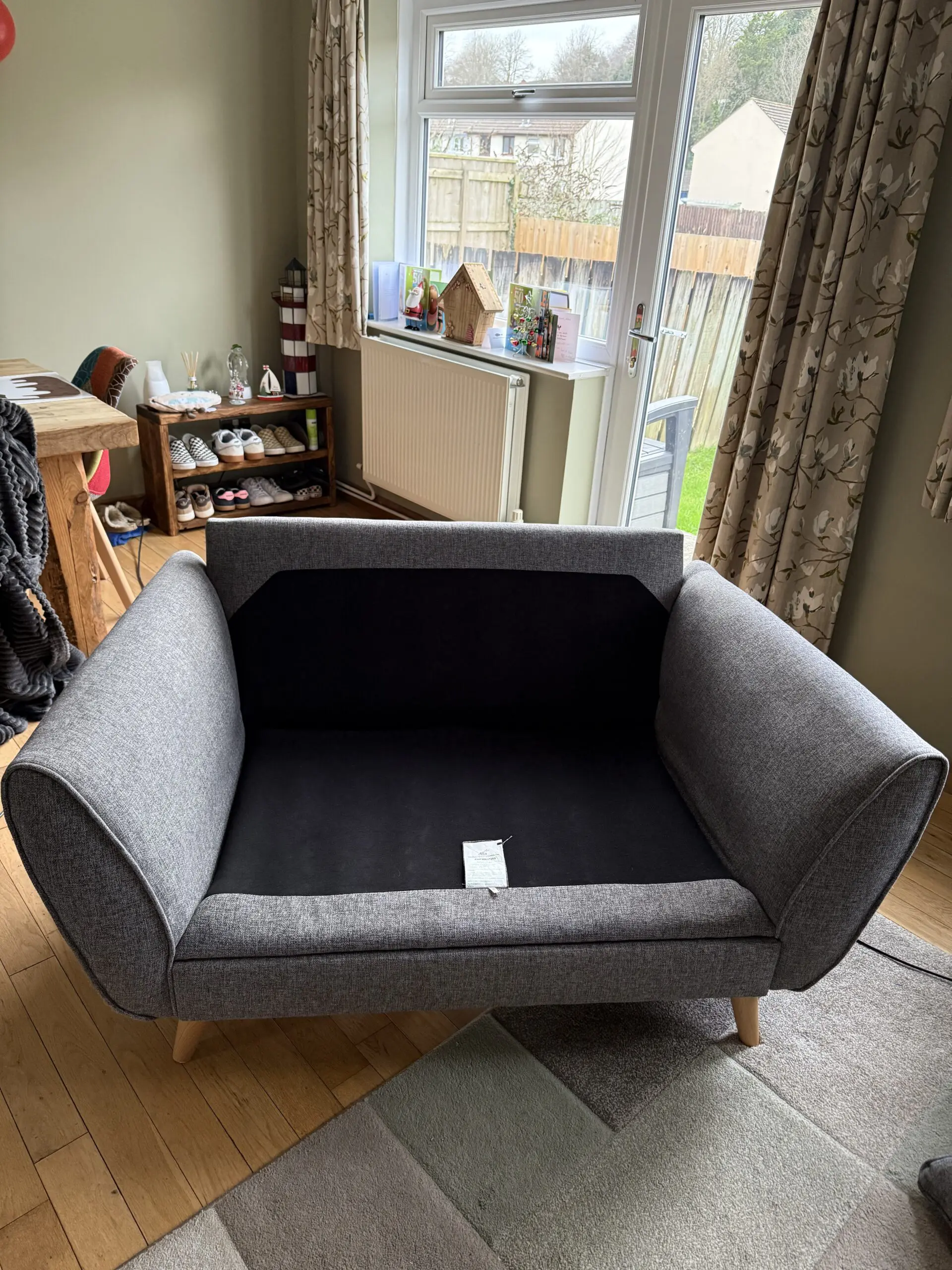 French Connection Zinc Grey 3 Seater and Cuddler with Power Footrest