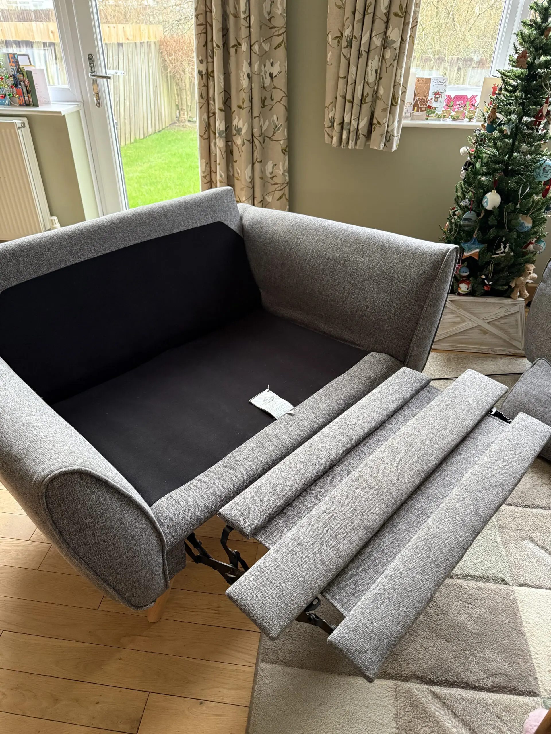 French Connection Zinc Grey 3 Seater and Cuddler with Power Footrest
