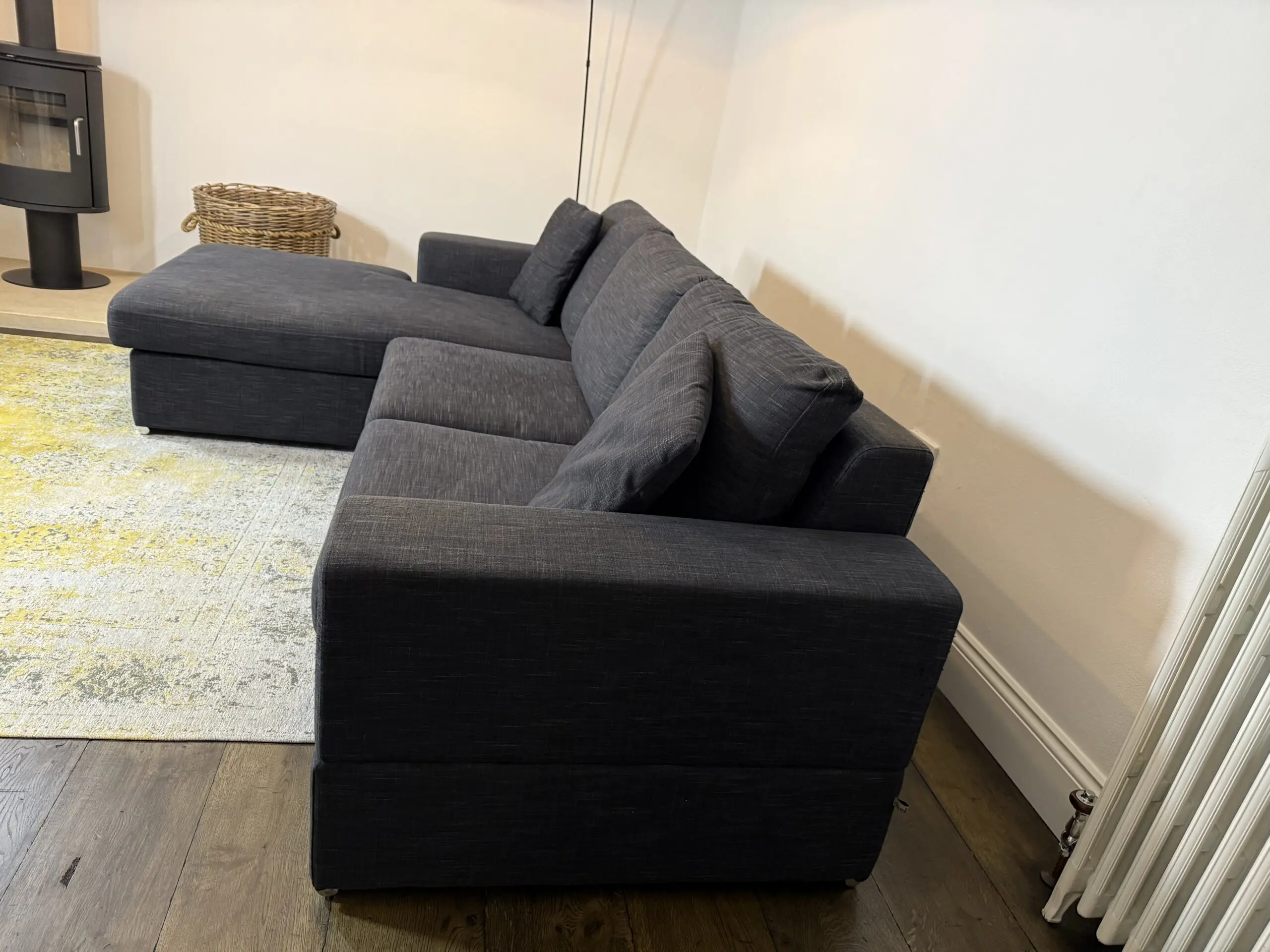 Dwell Verona Right Hand Corner Sofa Bed (Double) with Storage, Charcoal