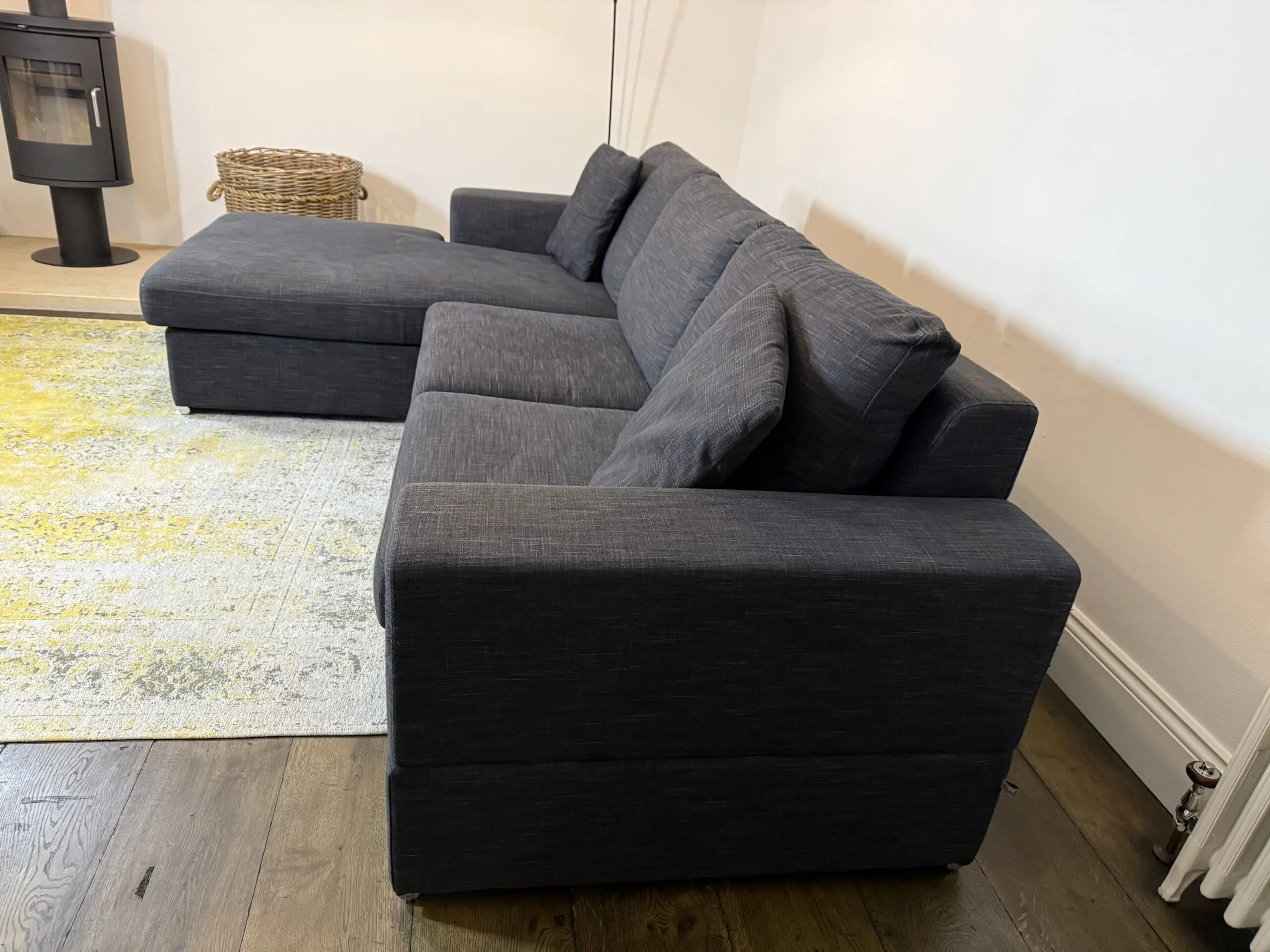 Dwell Verona Right Hand Corner Sofa Bed (Double) with Storage, Charcoal