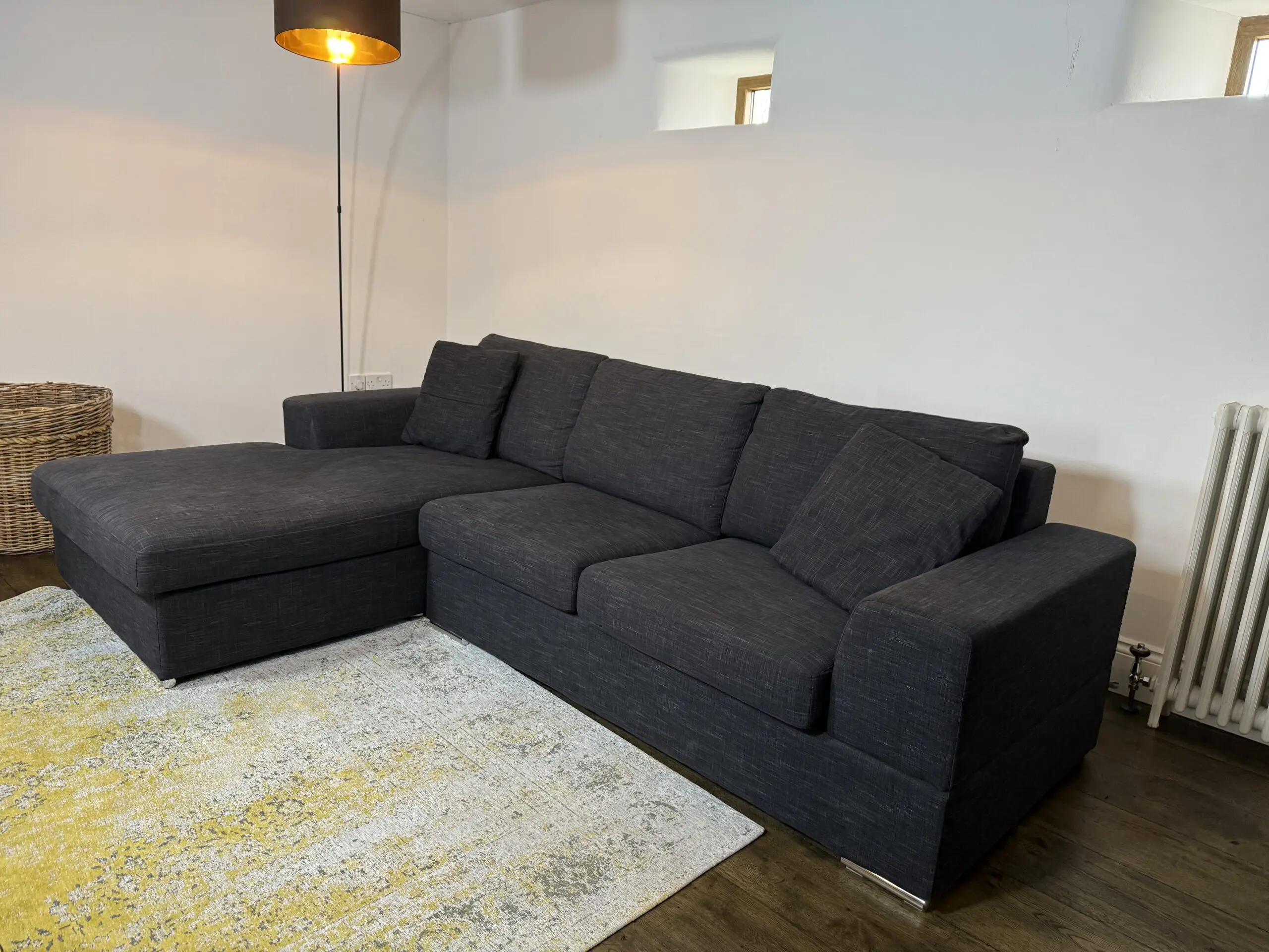 Dwell Verona Right Hand Corner Sofa Bed (Double) with Storage, Charcoal