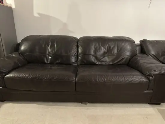 4 seater dark brown leather sofa