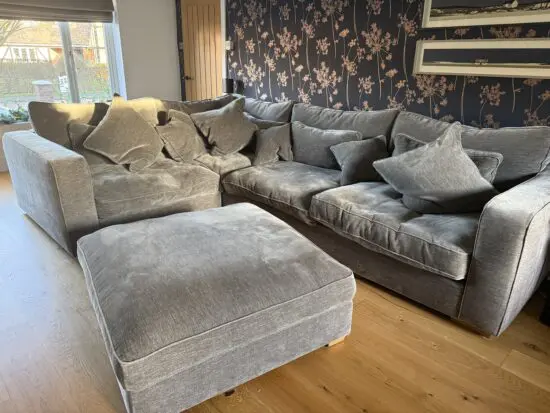 Sofology Blanik grey fabric corner sofa & footstool