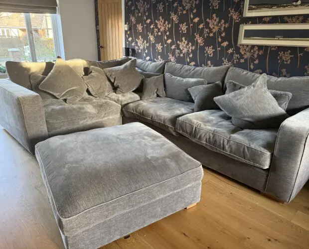 Sofology Blanik grey fabric corner sofa & footstool