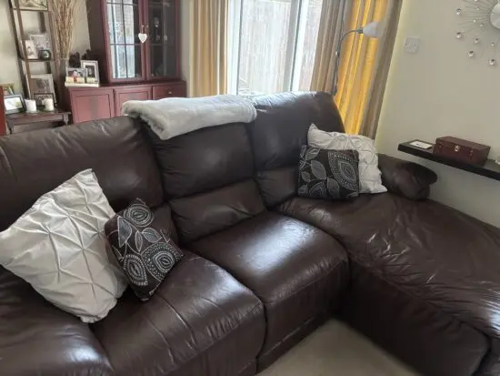 Brown leather electric recliner