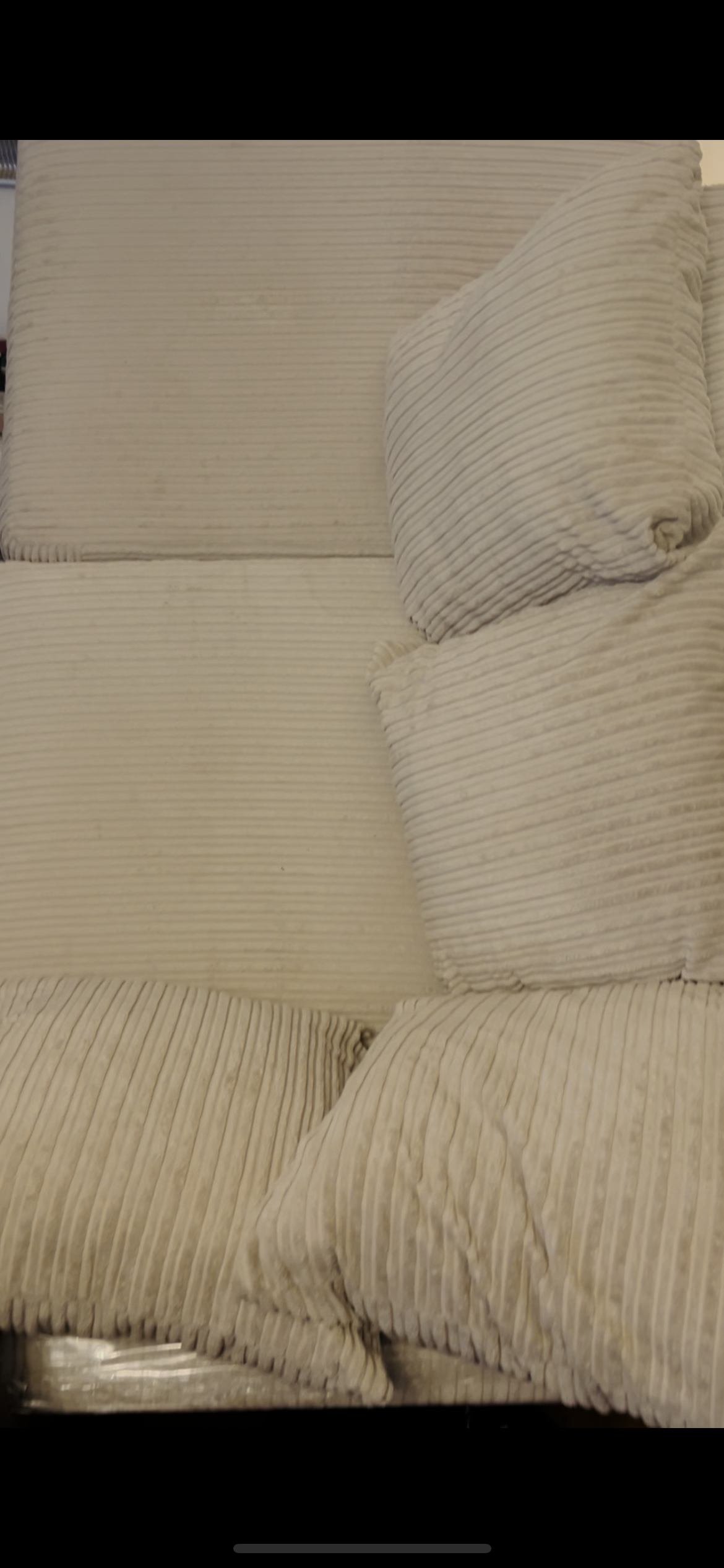 White 3 seater left hand corner sofa