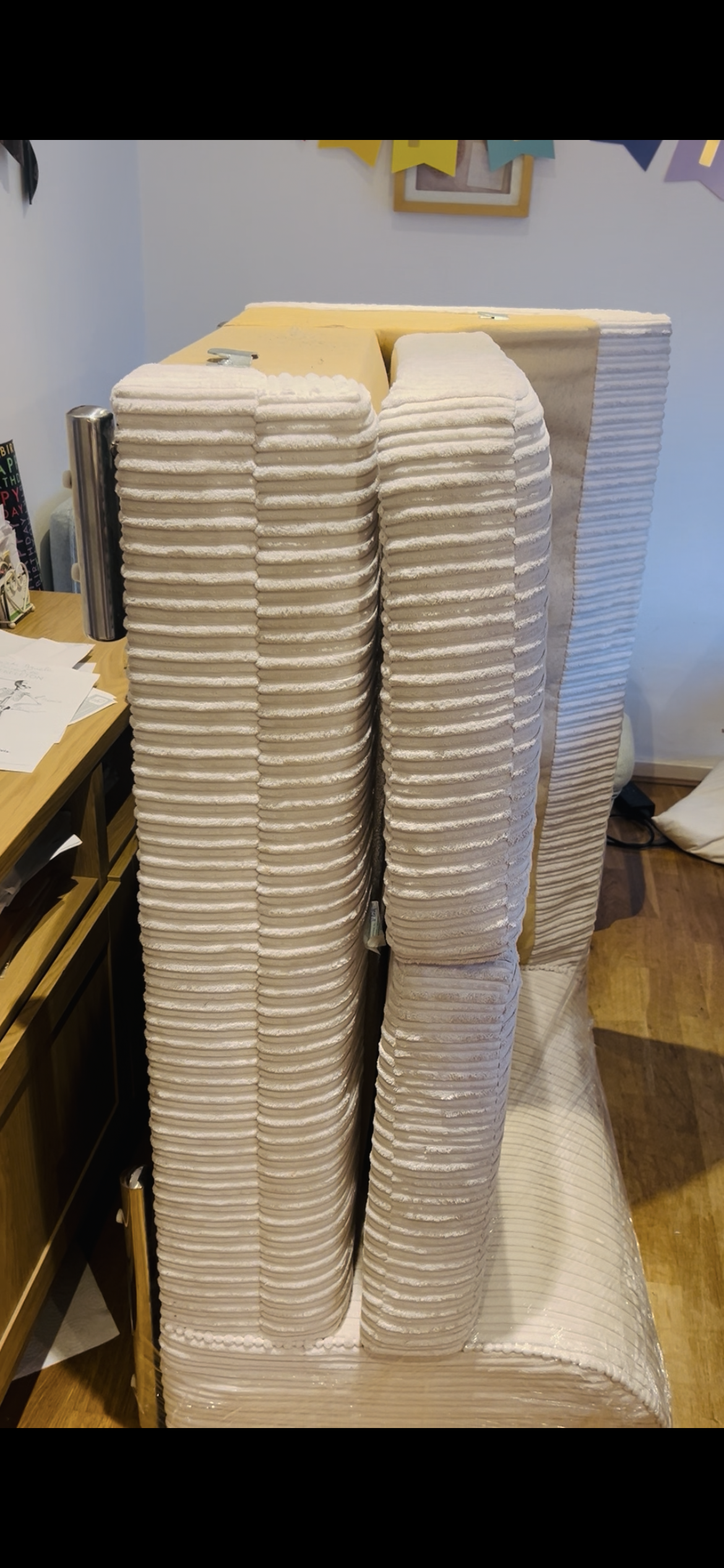 White 3 seater left hand corner sofa