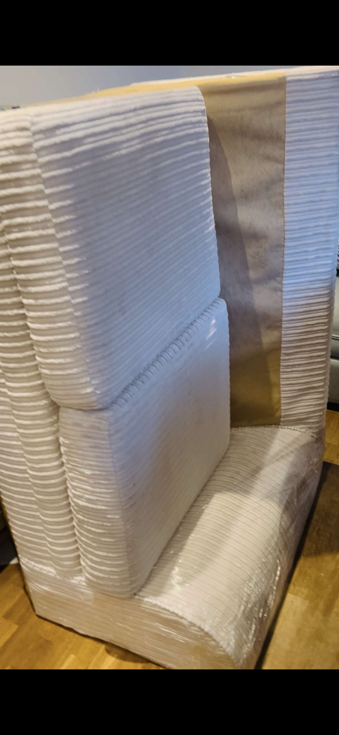 White 3 seater left hand corner sofa