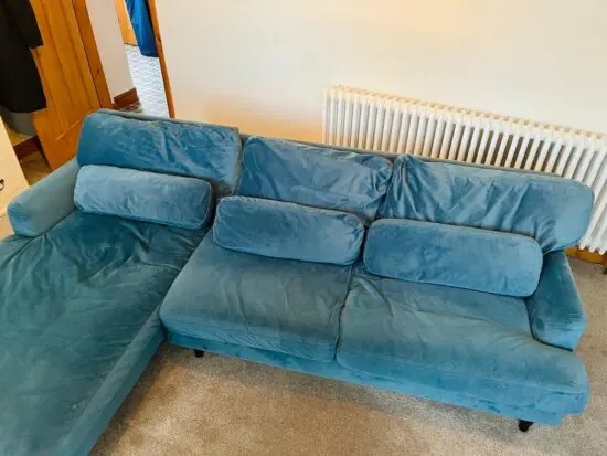 Teal right hand corner sofa
