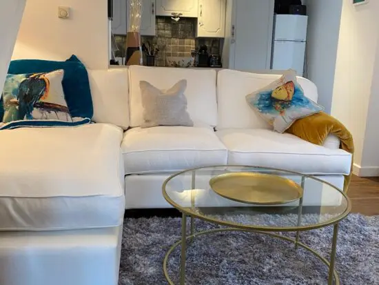 Willow & Hall Larkhill Left-Hand Chaise Sofa – Alabaster Linen – Excellent Condition