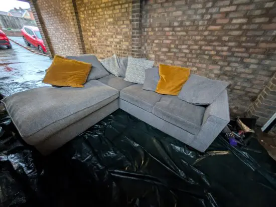 Furniture Village Grey Cory Corner Sofa Bed with Chaise Lounge