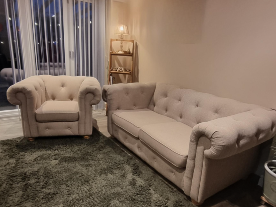 DFS Belair Beige 2 Seater and Arm Chair