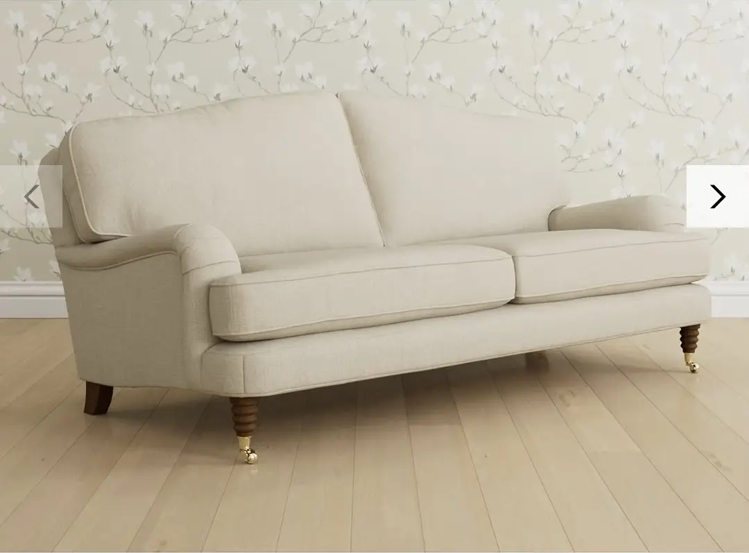 Laura Ashley Lynden Large 3 Seater Sofa, Teak Leg, Wooton Natural