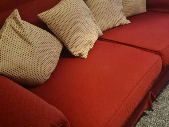 Red Hand Upholstered 3 Seater Sofa