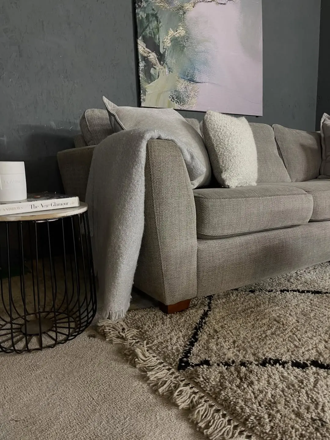 DFS Sophia Beige L Shape Corner Sofa With Chaise Lounge For Sale