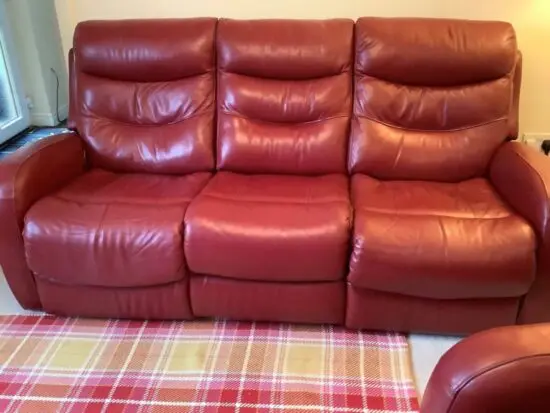 Harveys Red Leather 3 Seater Recliner Sofa