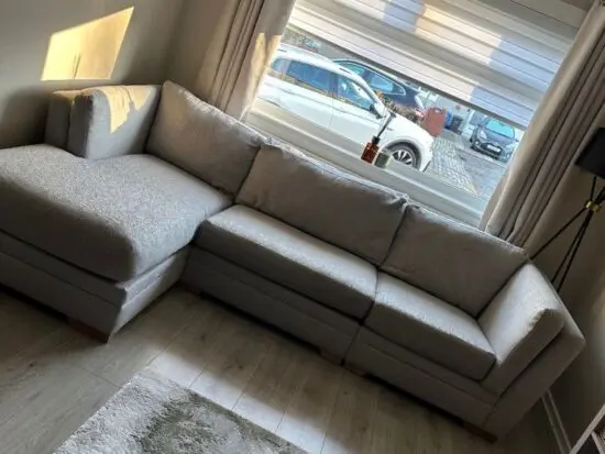 Dfs L-Shaped Sectional High Back Corner Sofa For Sale