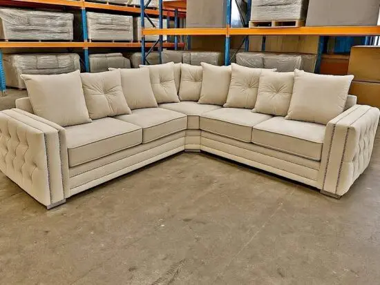 Cream 5 x seater plush velvet corner sofa for sale ~cod