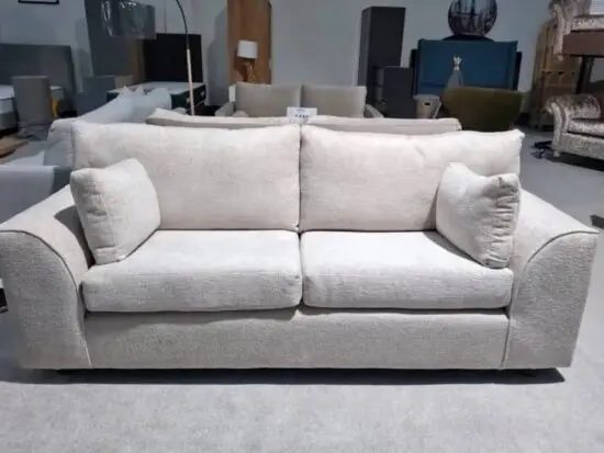 Cream 3 seater sofa with high back cushions