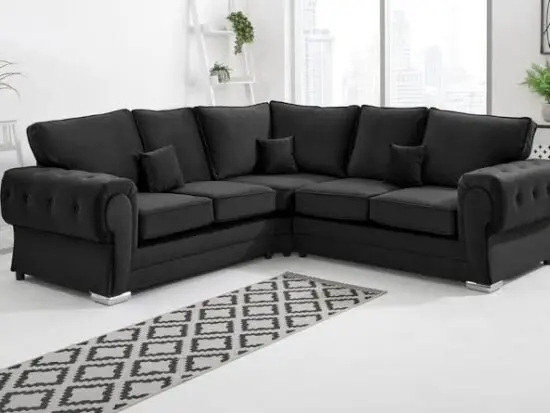verona black 4 seater corna sofa set