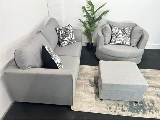 john Lewis¬ Dylan Grey sofa 2x seater and cuddle with high back &scatter cushions! Dm Now