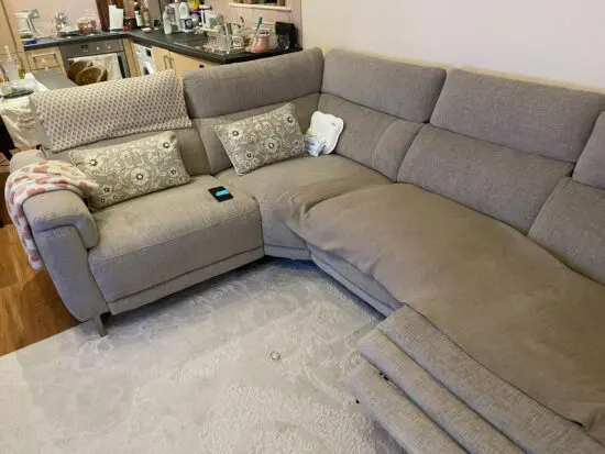 Moet Fabric Power Recliner Corner Sofa with Telescopic Headrests