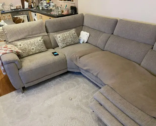 Moet Fabric Power Recliner Corner Sofa with Telescopic Headrests