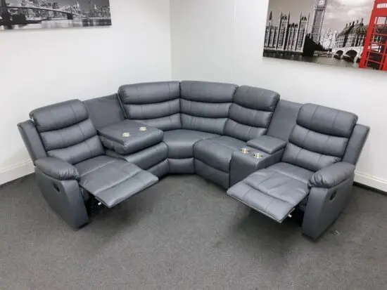 Must Go ASAP~Leather 5 Seater Corner Sofa in Grey