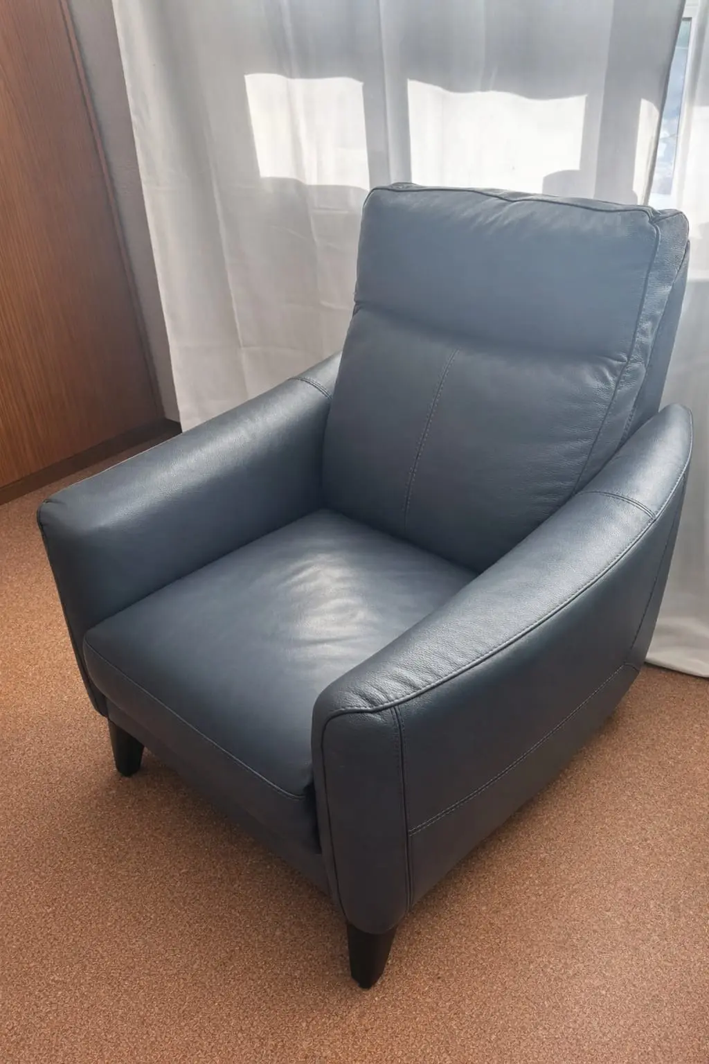 Furniture Village recliner 3 seater sofa and recliner armchair in ocean blue (petit range)