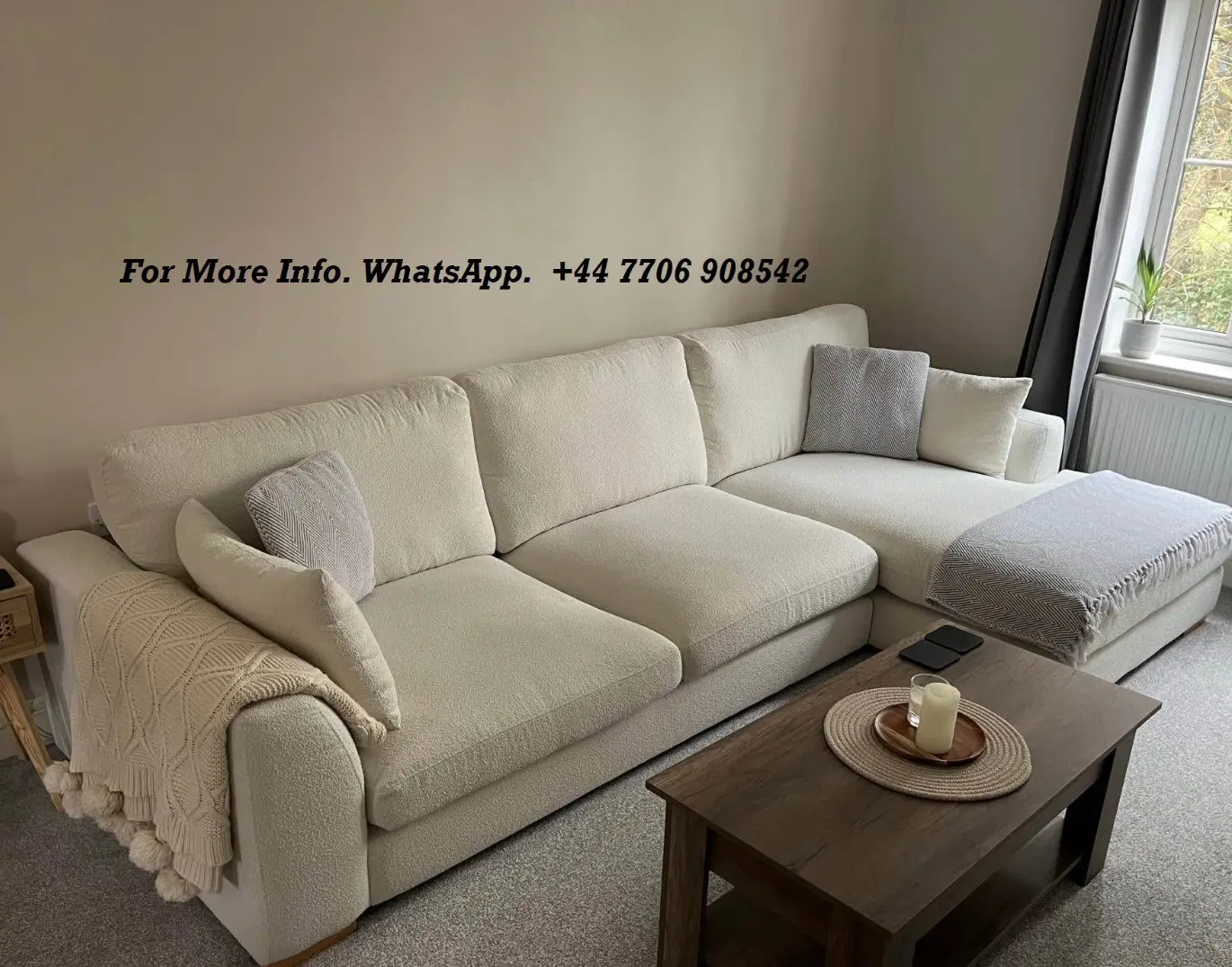 DFS Calix Boucle L-Shape Sofa In Ivory