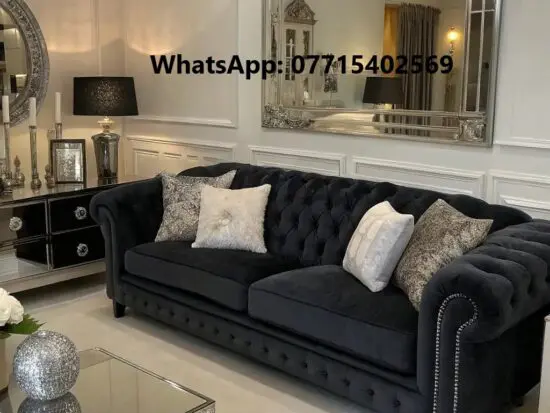 Black Chesterfield 3 seater sofa for sale