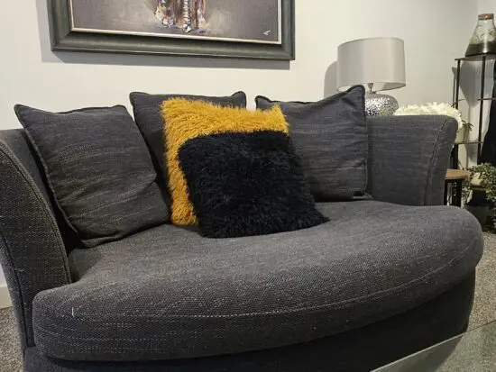 DFS - Sofa - Navy - Lorella Pillow Back ~Cuddler seat