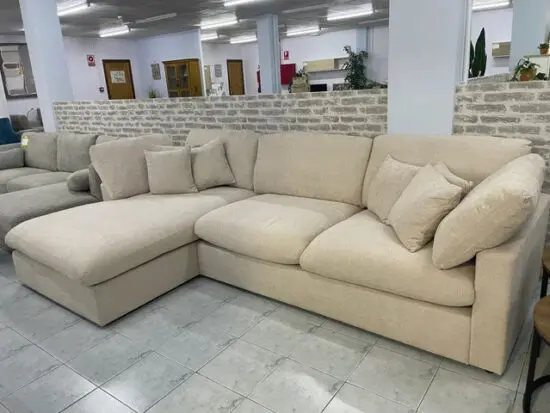 John Lewis Beige L Shape Corner Sofa With Lounge Chaise For Sale
