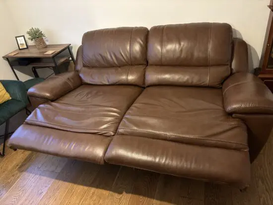 Oak furniture land brown leather electric reclining 2 seater sofa