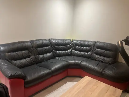 Black and red corner sofa