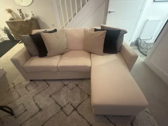 Daals Campbell 3 seater sofa with removable Chaise in Beige woven fabric