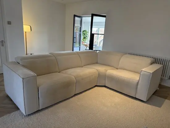 Sofology the horizon, heated seats and powered recliner textured chenille oyster 3 Corner 1.5 Power Recliner Sofa, Headrest and Heated Seat