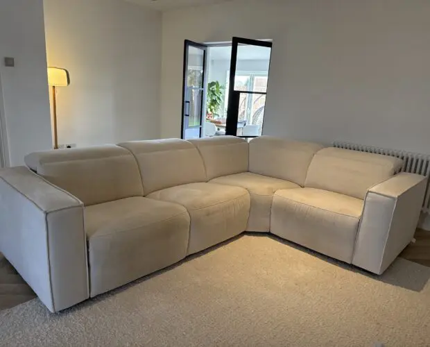 Sofology the horizon, heated seats and powered recliner textured chenille oyster 3 Corner 1.5 Power Recliner Sofa, Headrest and Heated Seat