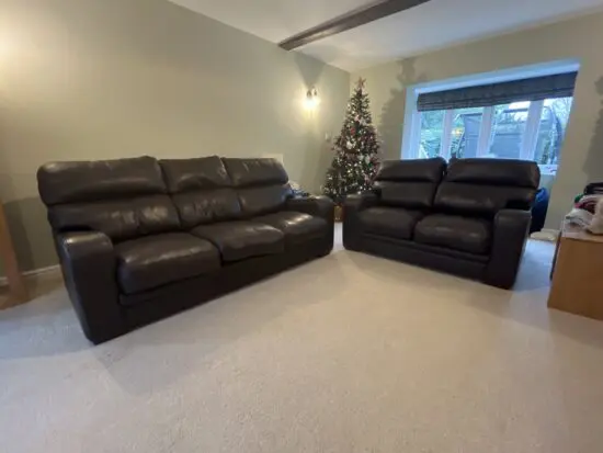 Ethos by G Plan Brown Leather 2 seater and 3 seater sofa