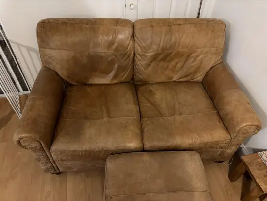 Sofology tan brushed leather sofa set