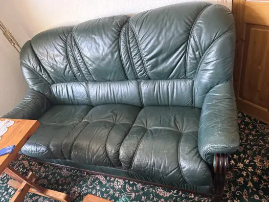 Green leather finish total 5 seater sofa