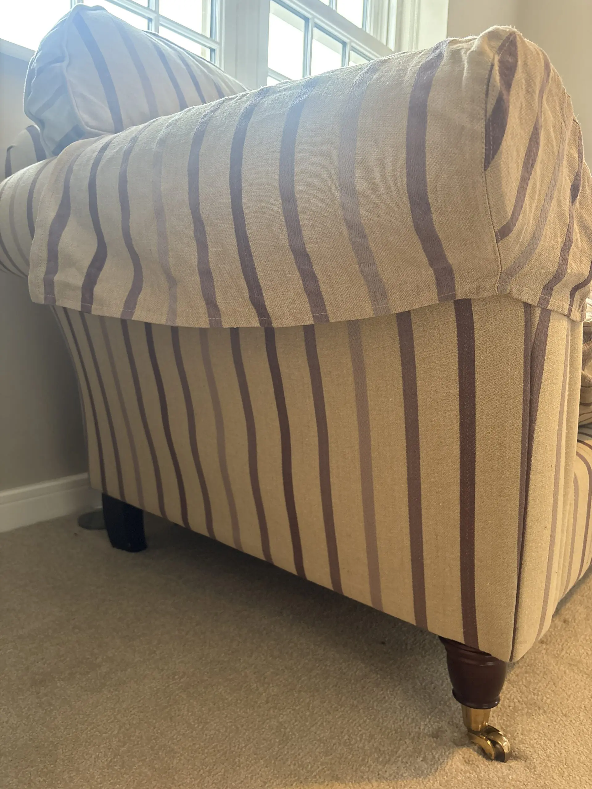 Laura Ashley - Mortimer - 3 seater sofa in beige with purple stripes