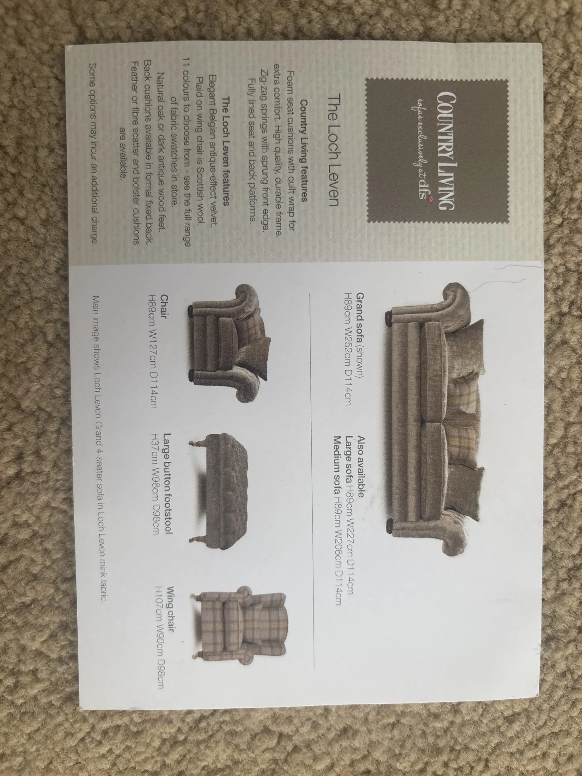 DFS mink antique-effect velvet grand sofa and chair The Loch Leven country living range