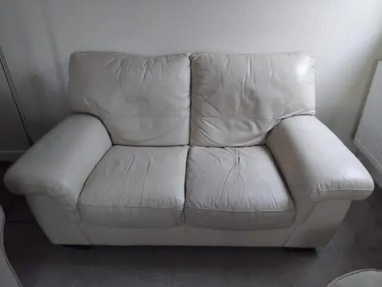 Cream Leather 2 seater sofa