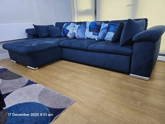 Sofa bargain Dover Blue Corner sofa bed with storage