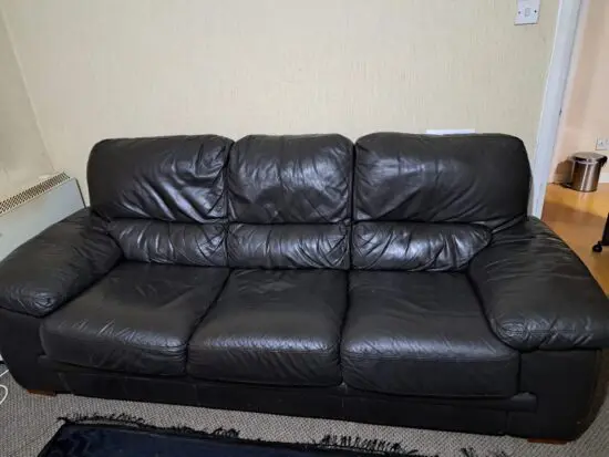 Leather Soft comfortable Black 3 seater sofa