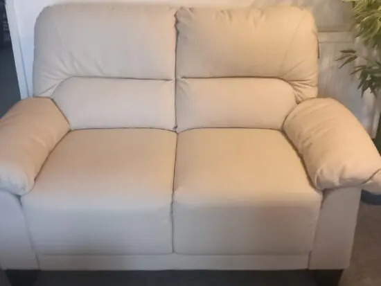 Cream Leater look 2 seater sofa