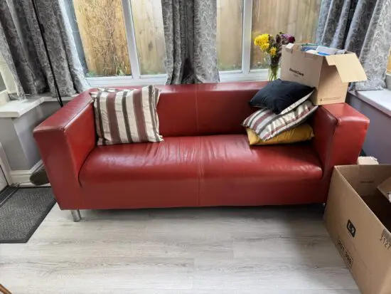 Ikea red leather sofa: 3 seater
