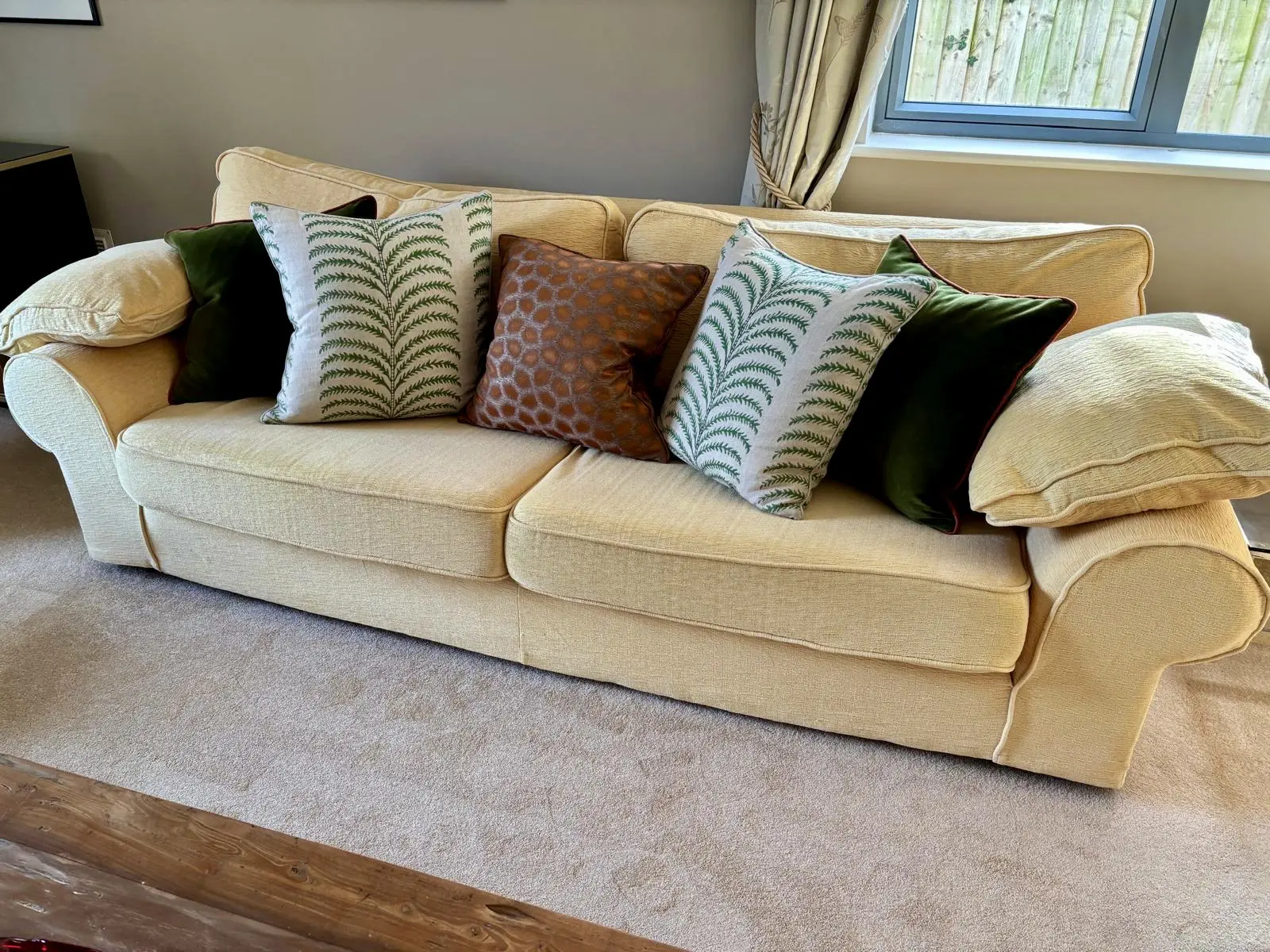 Collins & Hayes gold Large Sofa - dismantles/ washable covers