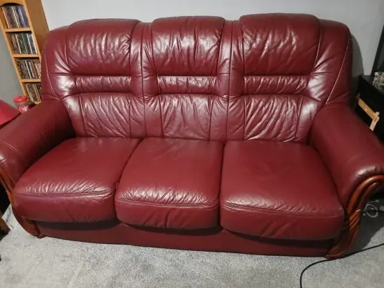 Burgundy leather 3 seater